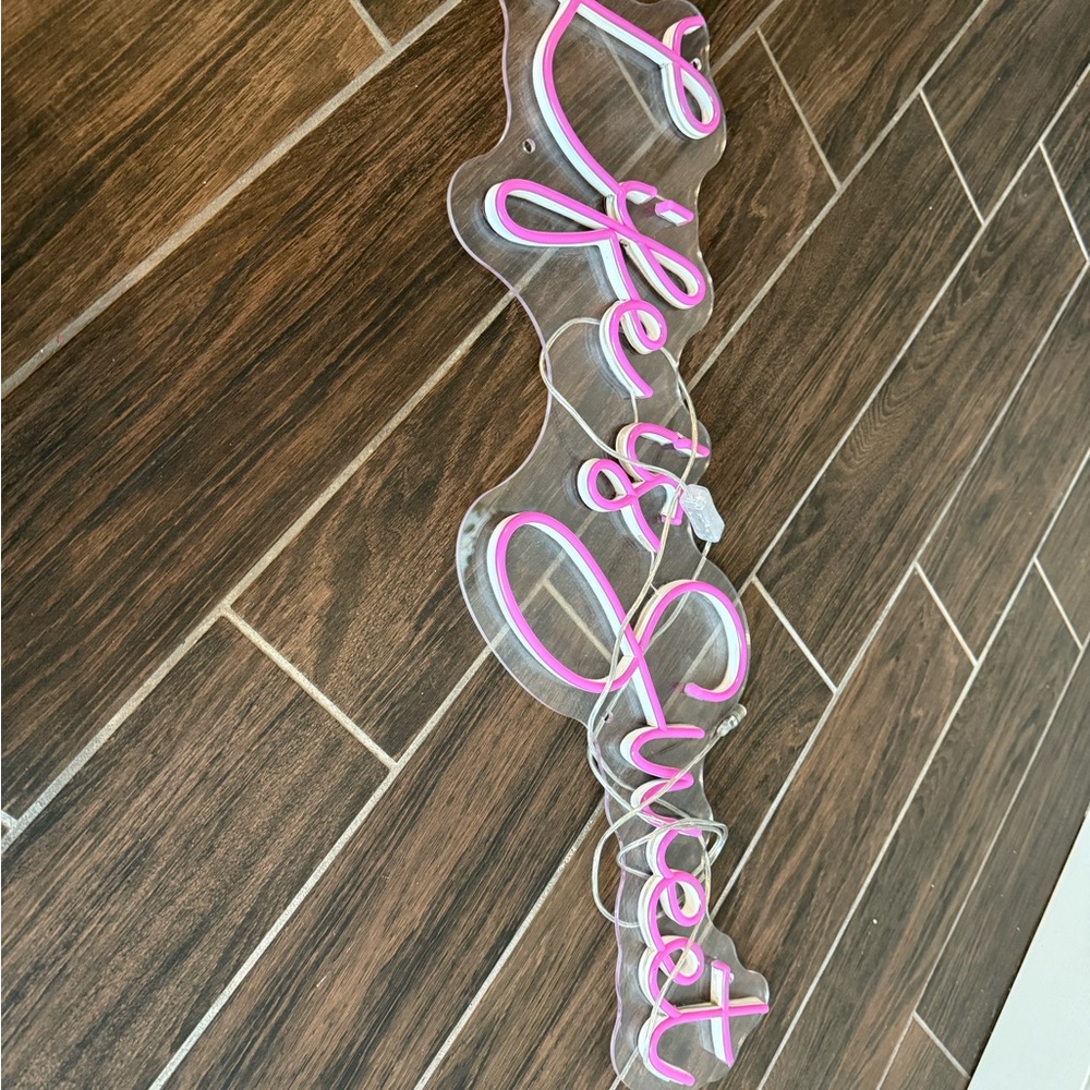 Pink Neon 'Life is Sweet' Wall Sign